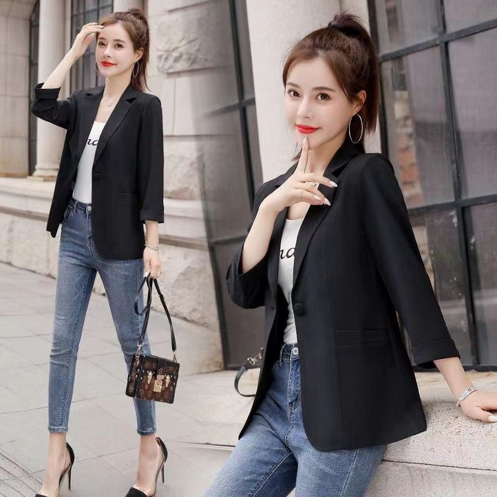 시원 편안 린넨 소재 7부소매 여성 자켓 여름 가을 캐주얼 자켓 통기성