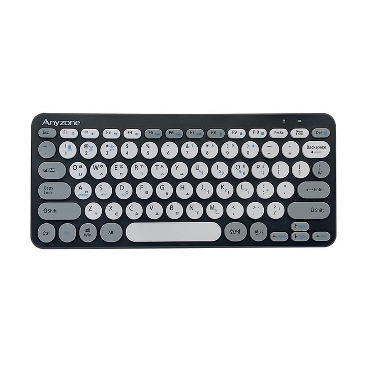 애니존 3채널 블루투스 미니 저소음 멤브레인 무선 텐키리스 키보드  C타입 OTG젠더  키스킨 세트, 블랙 그레이, ANYK5