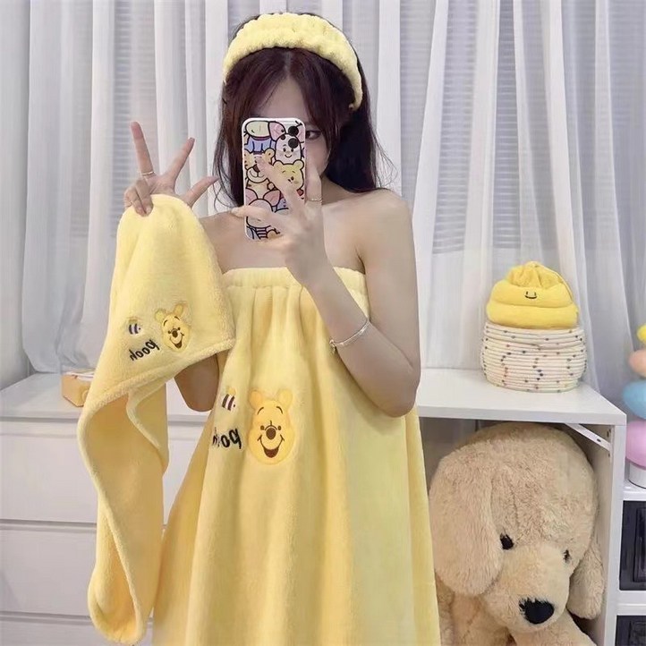 딜라이트홈 벨벳 로브 샤워가운 3종세트스커트헤어밴드드라이타월