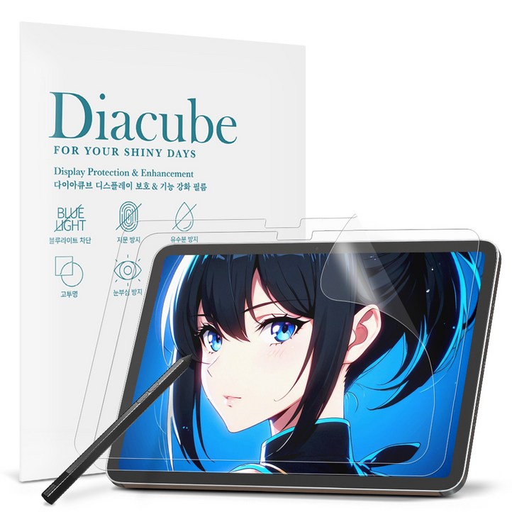 다이아큐브 태클라스트 M40 AIR 저반사 사각사각 종이질감 항균 블루라이트차단 액정보호필름 간편부착, 2개입
