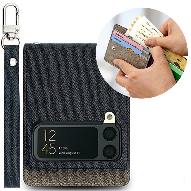 아나시스 헤더 캔버스 Z플립1 2 3 4 (5G) 카드 4장 지폐 수납가능 핸드폰케이스 - 투데이밈