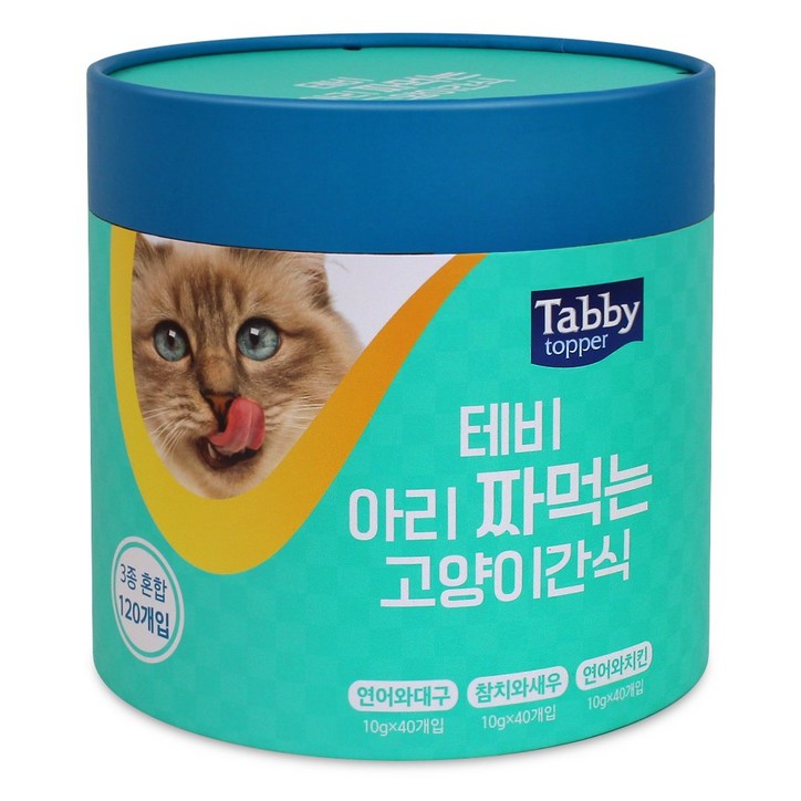 테비 아리 짜먹는 고양이 간식 10g X 120개 3종, 블루참치와새우연어와치킨연어와대구