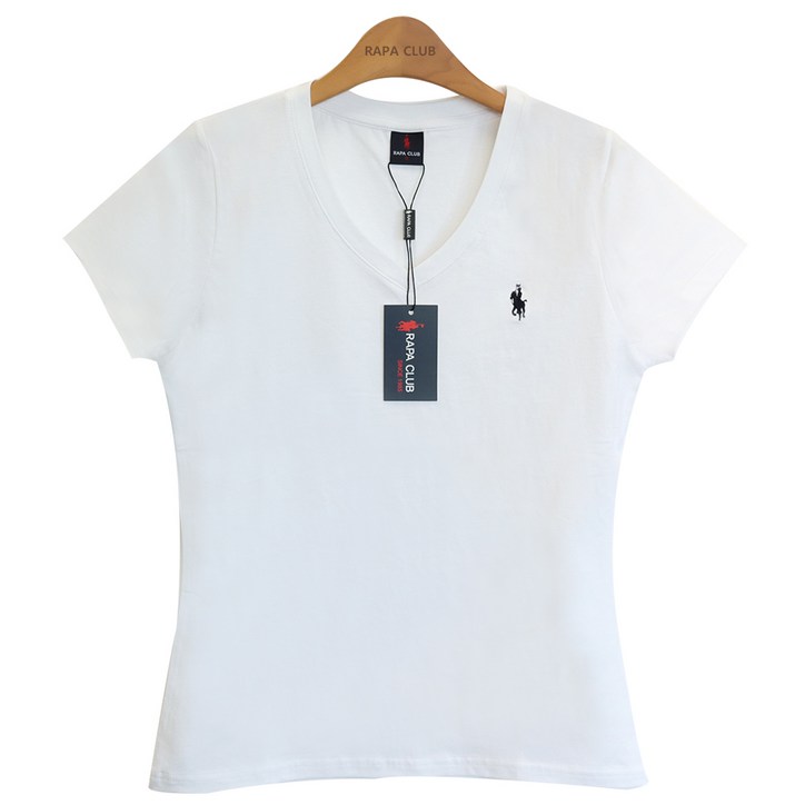 여성흰색티셔츠 라파클럽 여성 슬림핏 브이넥 반팔 티셔츠