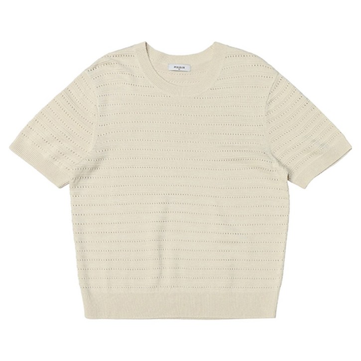 폴햄 여성용 펀칭 라운드넥 반팔 니트