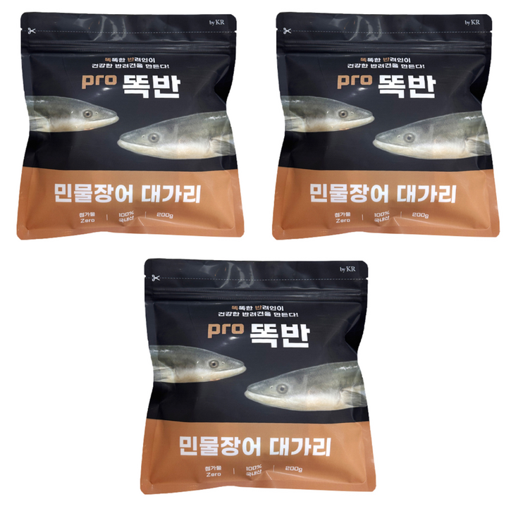 똑반 강아지 수제간식, 민물장어 대가리, 200g, 3개