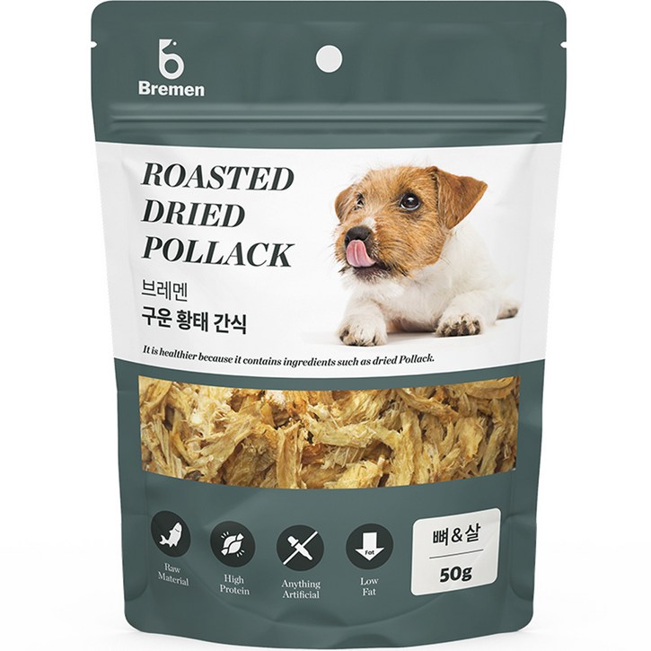 브레멘 강아지 구운 황태 뼈살 간식, 황태 뼈살, 50g, 1개