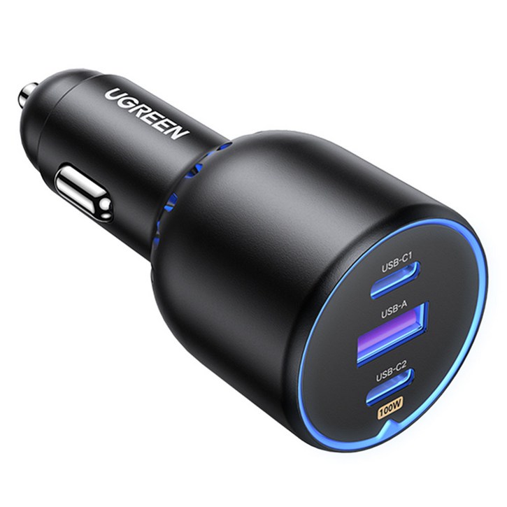 유그린 트리플 130W PD PPS QC 시거잭 멀티 차량용 고속충전기, CD293, 블랙 유그린 트리플 130W PD PPS QC 시거잭 멀티 차량용 고속충전기, CD293, 블랙
