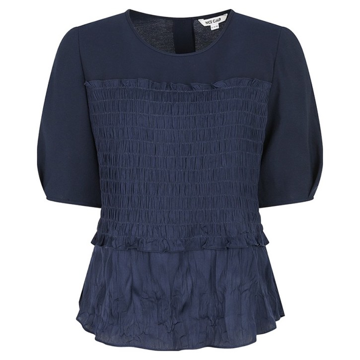 나이스클랍 스모킹 셔링 블라우스