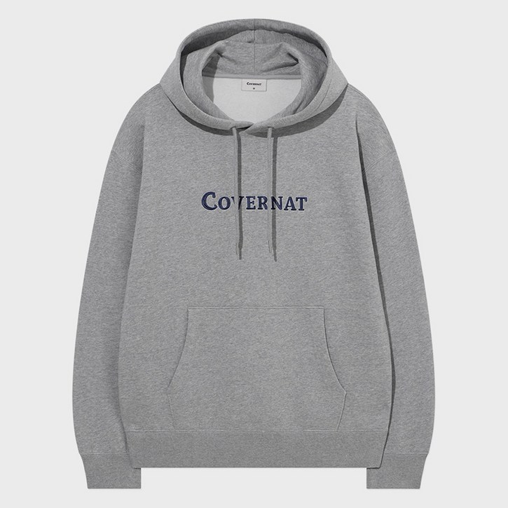 커버낫 남녀공용 센터 로고 후드티