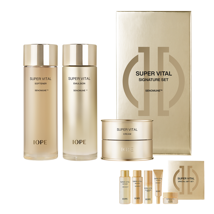 아이오페 슈퍼바이탈 시그니처 기초 화장품 3종 + 견본 5종 세트