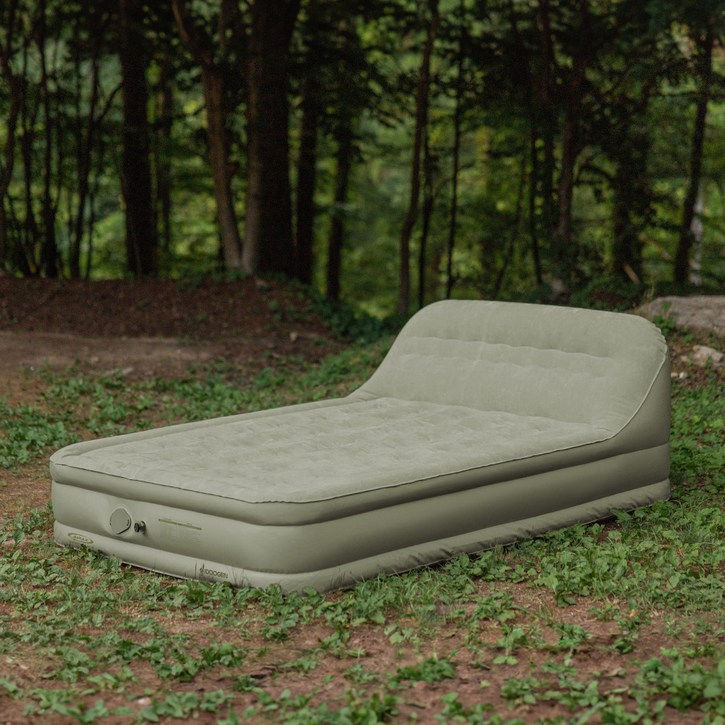 아이두젠 에어렉스 내장펌프 캠핑 등받이형 침대 40cm + 보관가방 세트, 카키(침대)