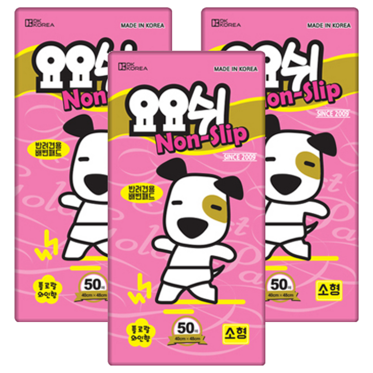 요요쉬 강아지 배변패드 논슬립 플로랄와인향, 3개, 50개입