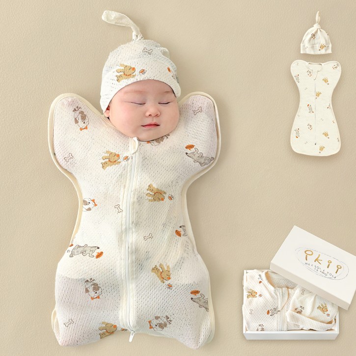 ikii 오가닉 스와들 출산선물 M  기프트박스 세트  쇼핑백