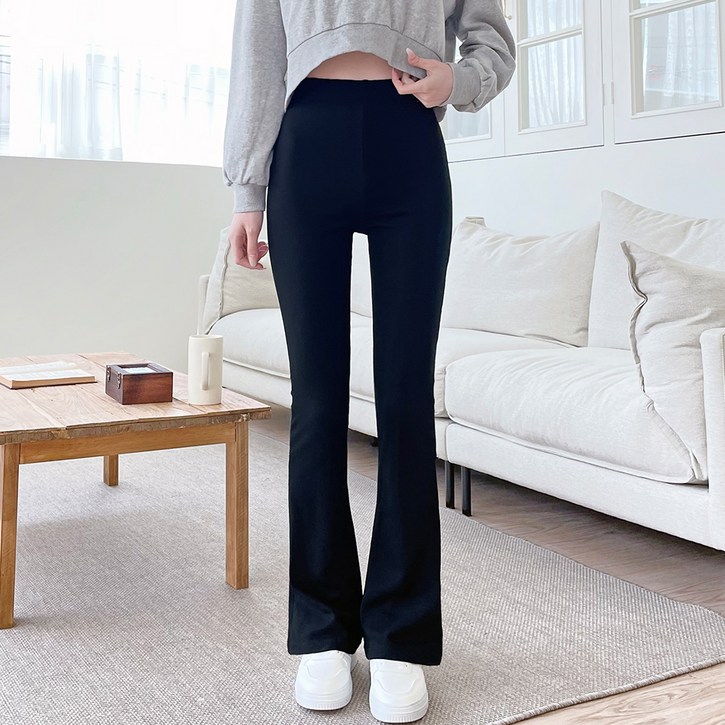 잘빠진 여성용 데이핏 골지 밴딩 부츠컷 레깅스 팬츠