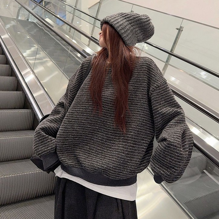 마켓에이 여성용 웨이드 단가라 맨투맨