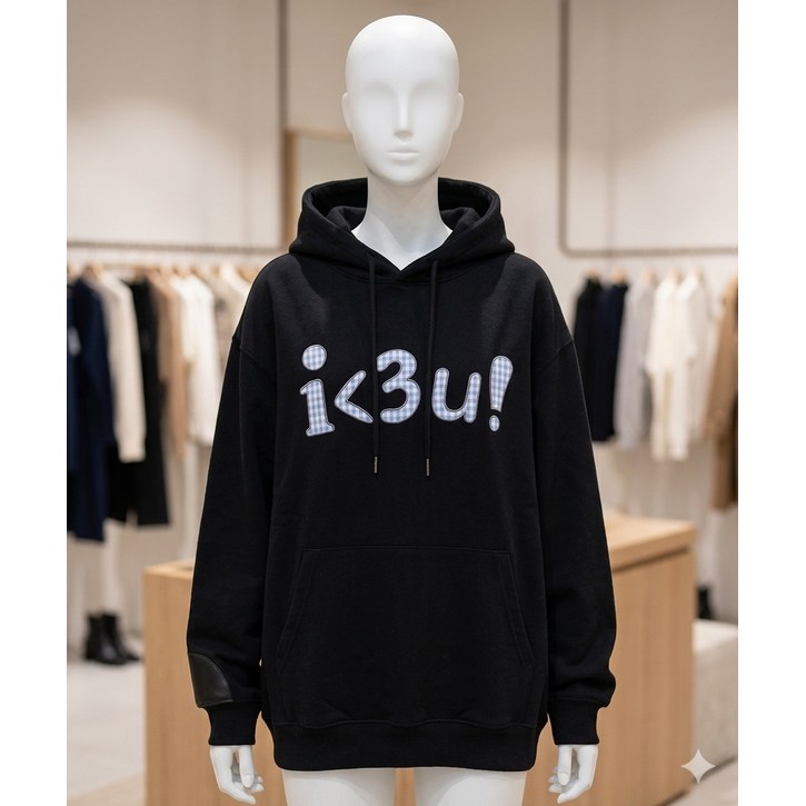 꼼빠뇨 compagno 러브유 패치 후드티 블랙
