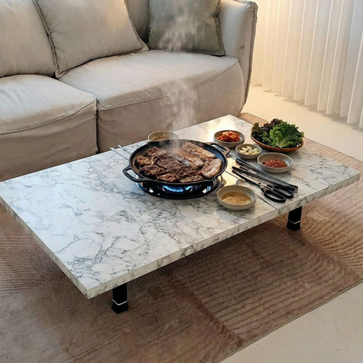 고기 전골 불판 테이블 홍윤아 김건모 식탁