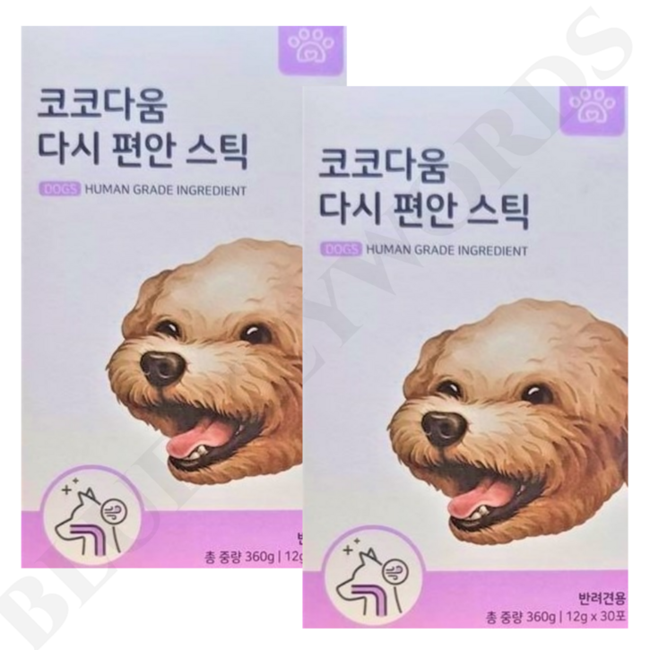 코코다움 다시편안스틱 강아지 기관지 협착 기침 켁켁 호흡기 건강 12g x 30포x2박스, 꿀고구마, 2팩