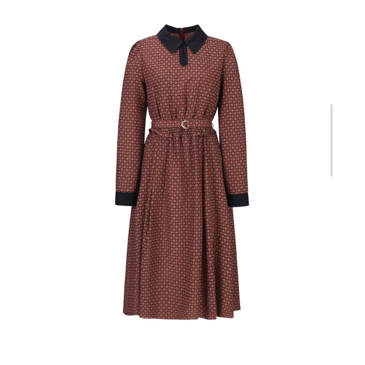 행복한백화점SI패턴 플리티드 배색카라  원피스   SJOAI2510