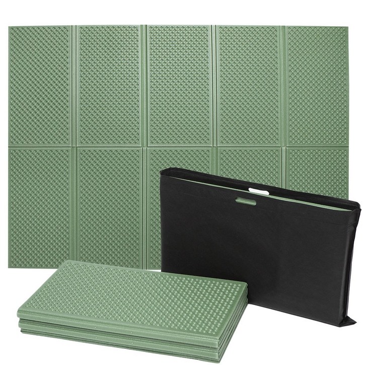 쿠셔니 캠핑매트 2단 엠보싱 발포매트 차박매트 + 보관가방 (중형 200cmx140cm 2인용), 카키