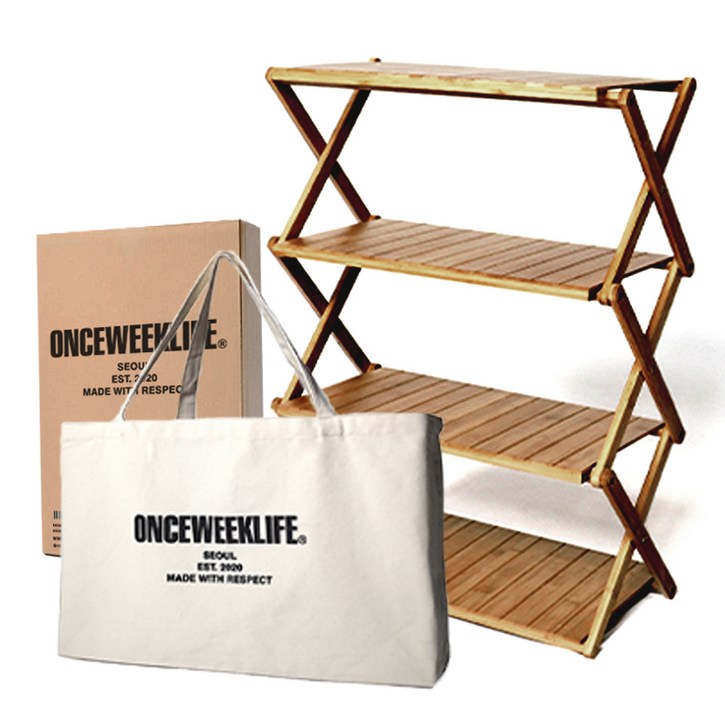 원스위크라이프 접이식 우드쉘프 선반 + 전용 수납 에코백 세트