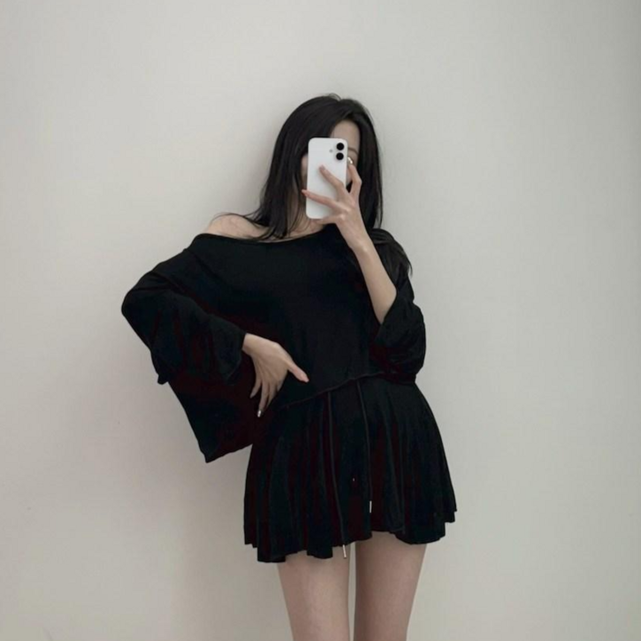 투디 여리핏 썸머 쿨링 레이온 오프숄더 반바지 셋업 트레이닝세트 홈웨어 국내제작, 2컬러