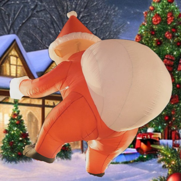 타는 산타풍선 벽 크리스마스포토존 산타할아버지 사다리 대형 인형 장식, 1개, 화이트