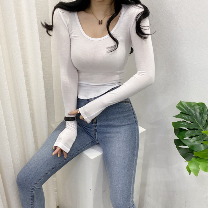 럽럽 만두 슬림 긴팔 티셔츠