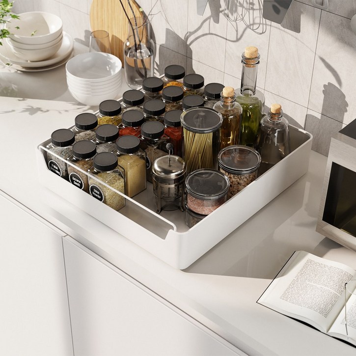 슬라이딩 수납선반 싱크대 하부장 정리 선반 주방 인출식 정리함, 1개