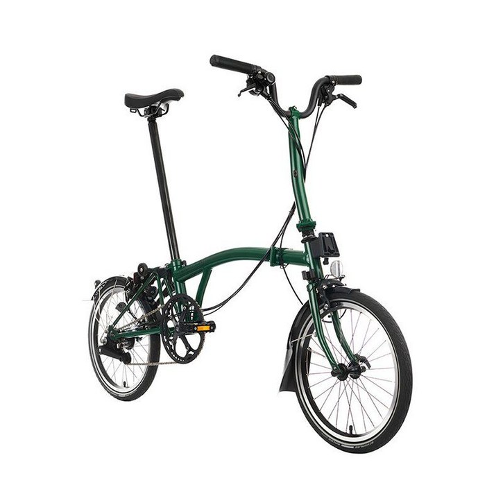 Brompton C Line 그린 6단 경량 휴대용 접이식 자전거 핸들바 남녀공용 사이클링 16인치