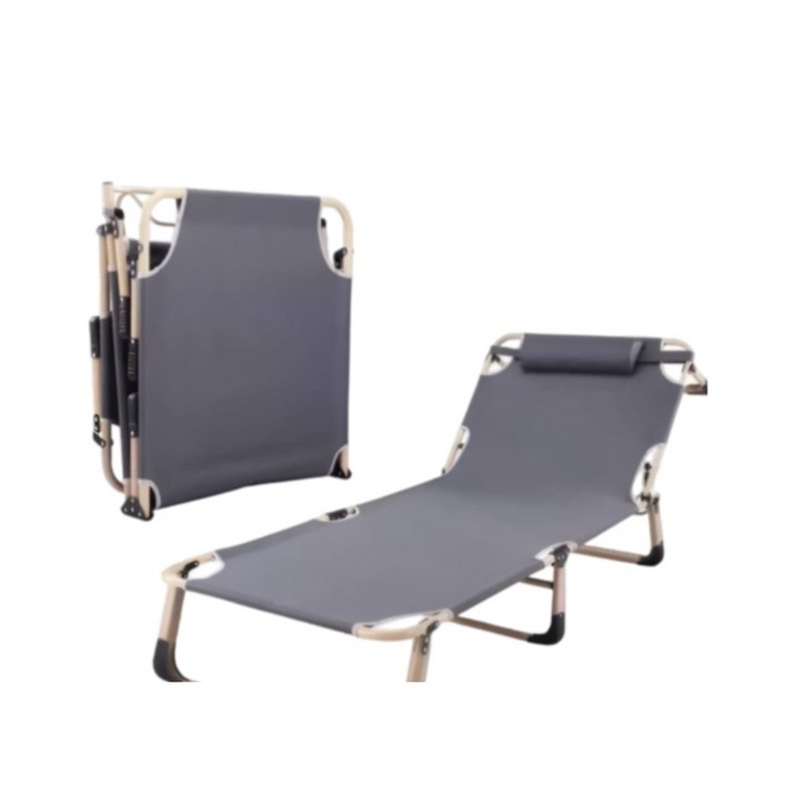 JoyM 접이식침대 야전침대 1인용 간이 휴대용 4단조절 캠핑 낮잠 190cm, 그레이