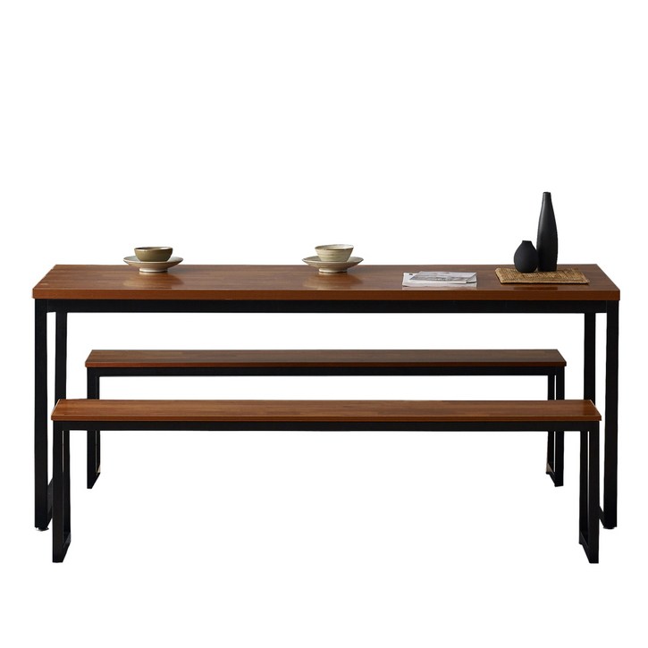 미코퍼니처 업소용 빅사이즈 카페 독서실 멀바우 테이블 1600  벤치 1400 2개 세트 넓은 4인용 6인용 식탁, 4인용, 멀바우