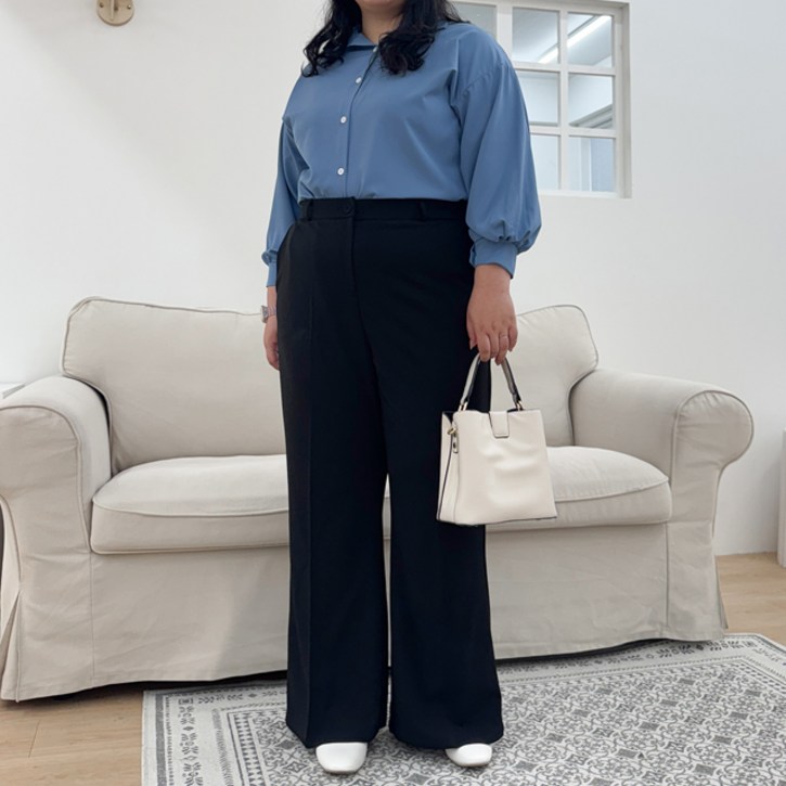 팔땡 빅사이즈 숏/롱 S~4XL 델루 스판 밴딩 부츠컷 슬랙스 찰랑 날씬핏 교복템 사계절 데일리 쫀득