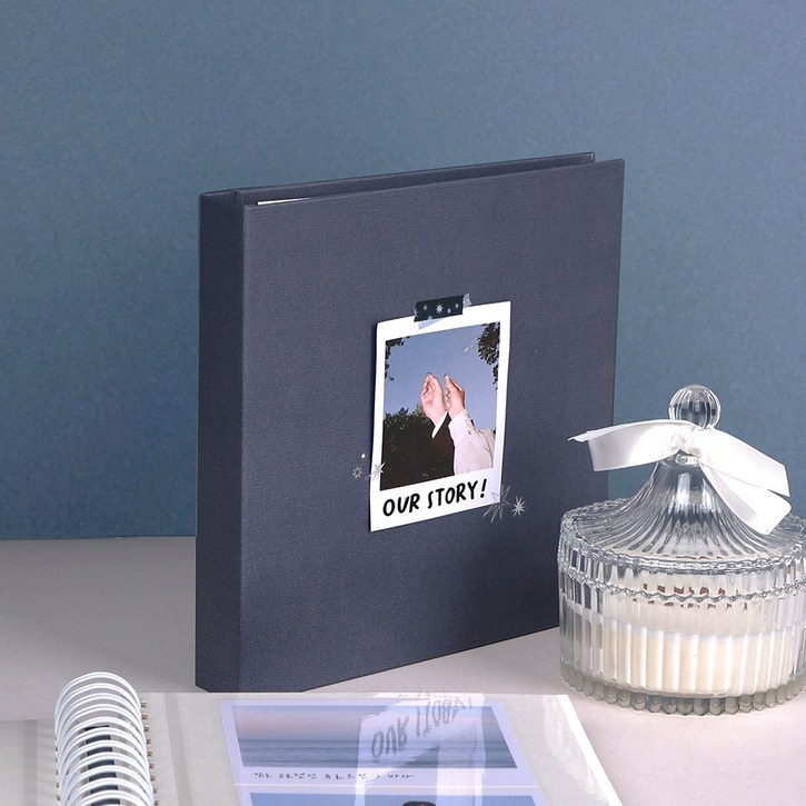 국내제작 하이데이 접착식 네컷 앨범 사진 포토북 세트, 네이비