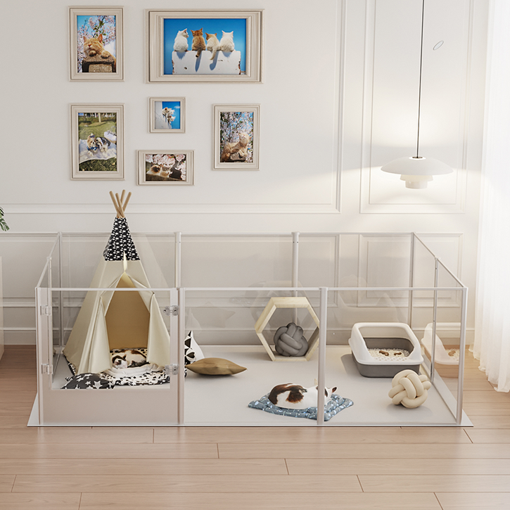 BingoPaw 대형 아크릴 강아지 울타리 안전문 펜스 튼튼한 알루미늄 합금