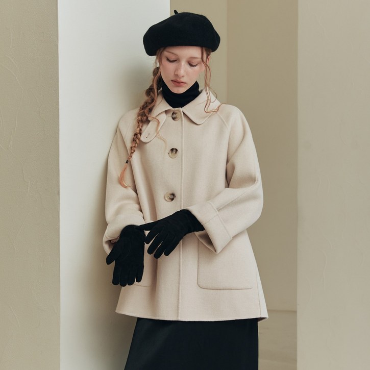 핸드메이드 에이라인 울 하프 코트