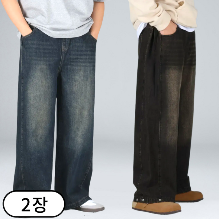 11 남자 청바지 사이드턱 벌룬 데님 팬츠 밴딩 와이드 청바지 66832