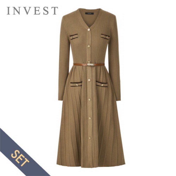 V넥 골지 원피스벨트 세트INI5F1OP3211