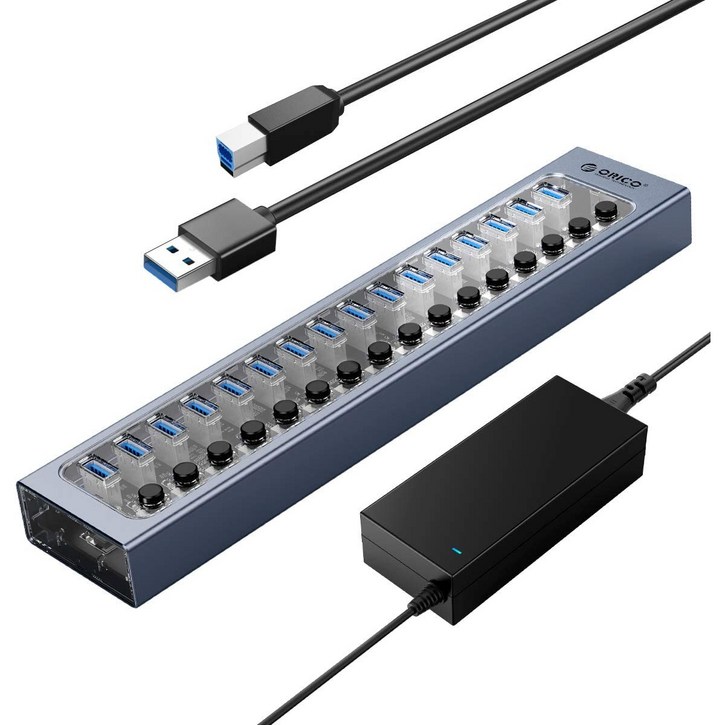 오리코 7포트10포트13포트16포트 유전원 USB허브 AT2U3, 16포트, 1개