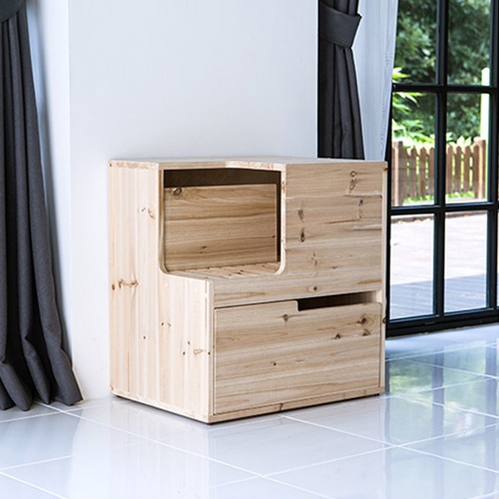 치즈 고양이원목화장실 UV코팅