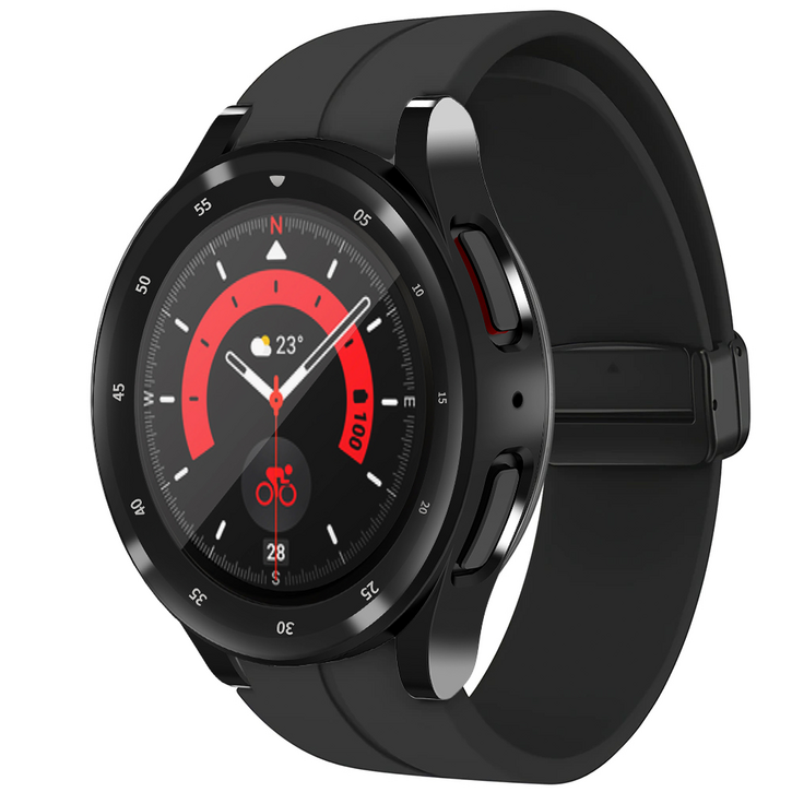 TAOMI 갤럭시 워치5 프로 풀커버 하이브리드 케이스, 블랙