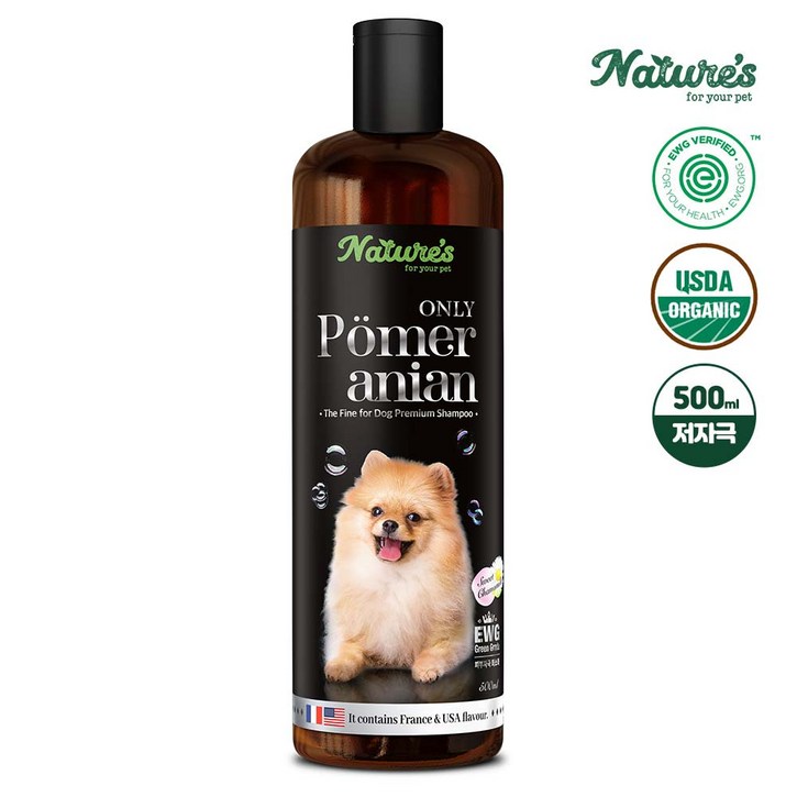 네이쳐스 EWG 그린등급 친환경 저자극 포메라니안 견종 강아지 보습샴푸 500ml, 500ml, 1개