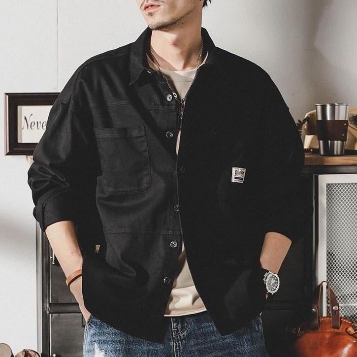순면 루즈핏 레트로 셔츠 자켓 빈티지 캐주얼 남방