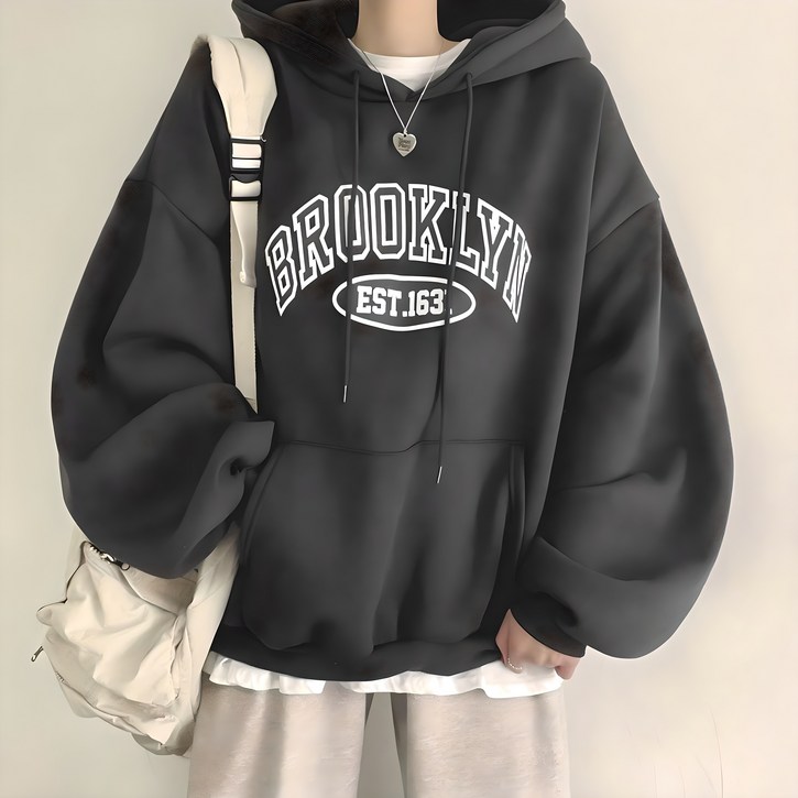 위드후이린 여성용 브루클린 루즈핏 후드 맨투맨