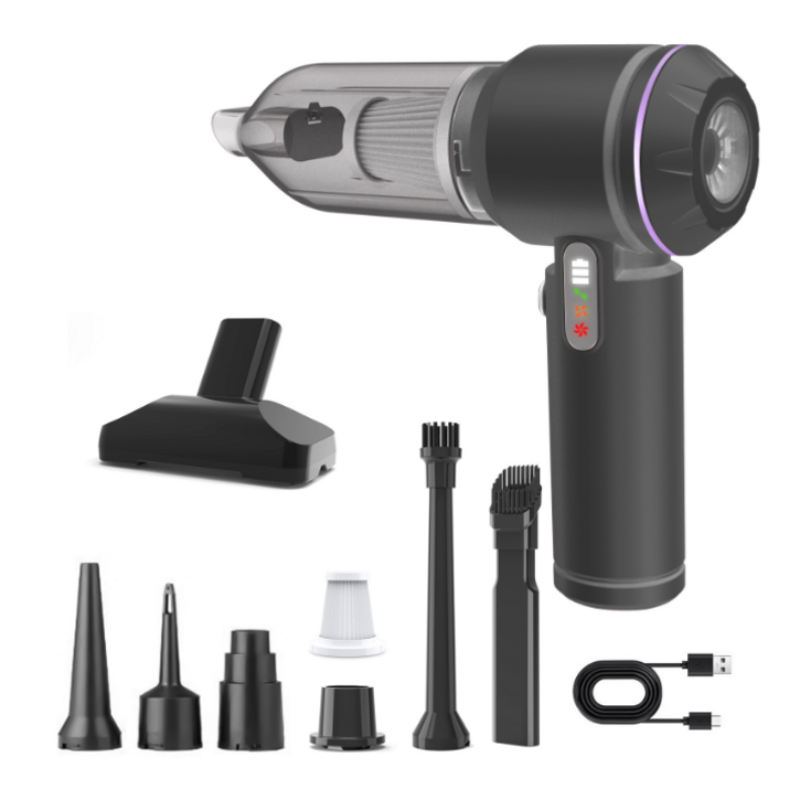 [25년형]Voltmate 휴대용 무선 에어건 청소기 차량 가정 야외 흡취일체형 다기능 청소기 LED 표시 BLDC 브러시리스 18000Pa Type-C 포트 대용량 배터리