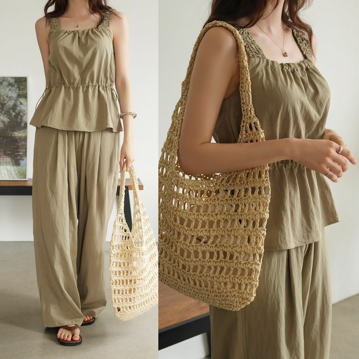 하늘바라기 여성용 느루 바스락 셔링 투피스 세트