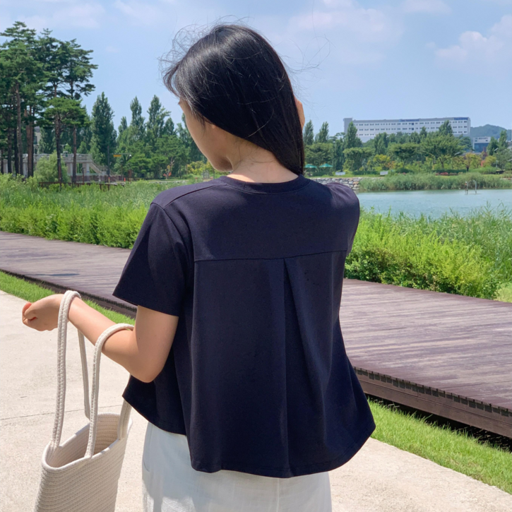 풀루스 여성용 세미크롭 반팔티