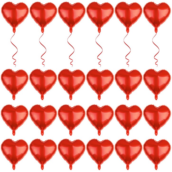 밸런타인데이 생일 파티 하트 은박풍선 45cm 세트 빨간 리본 2개 포함하트 풍선 웨딩 파티 장식 이벤트 장식용 풍선