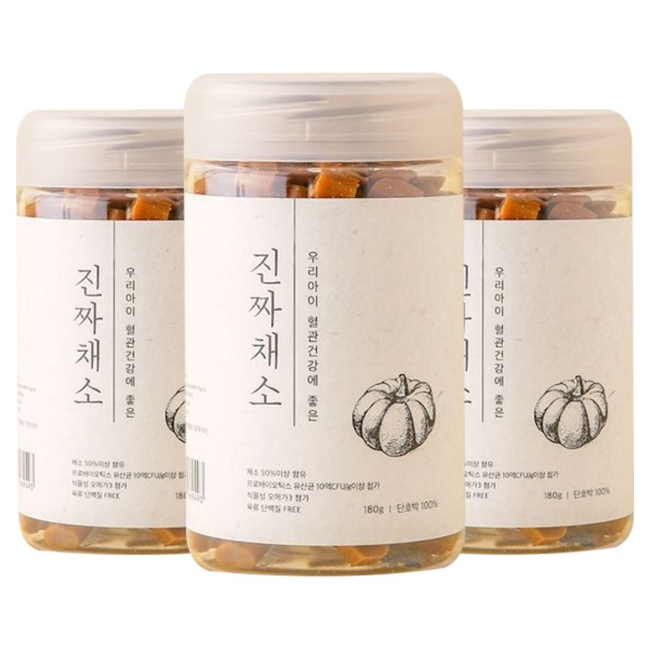 진짜채소 강아지 노즈워크 야채 간식 져키 180g, 3개, 단호박유산균, 180g
