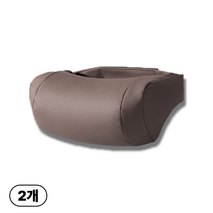딥루트 차량용 프리미엄 헤드레스트 가죽 목쿠션, 2개, 브라운